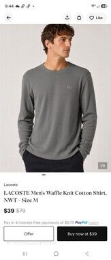 Lacoste Men's Long Sleeve Shirt Gray  NWT Numerous Sizes